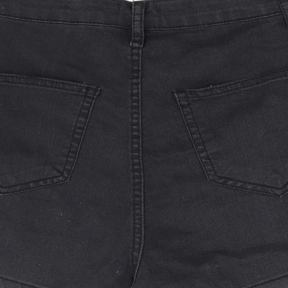 PRETTYLITTLETHING Womens Black  Denim Hot Pants Shorts Size 8
