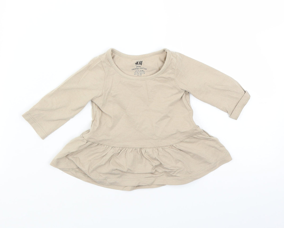 H&M Girls Brown   Basic T-Shirt Size 0-3 Months