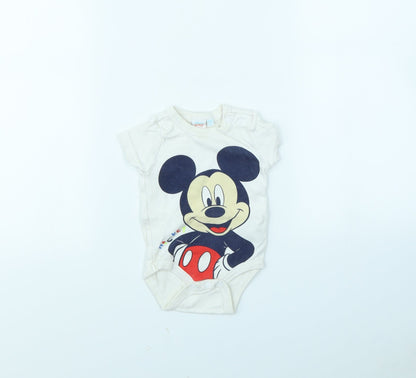 Disney Baby White   Babygrow One-Piece Size 9-12 Months  - Mickey Mouse