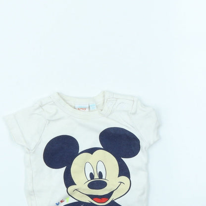 Disney Baby White   Babygrow One-Piece Size 9-12 Months  - Mickey Mouse