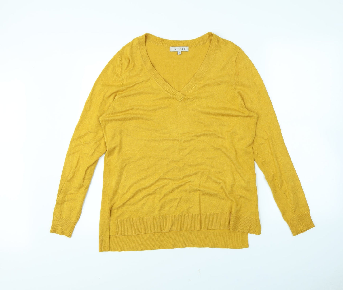 Nutmeg Womens Yellow   Pullover Jumper Size 12