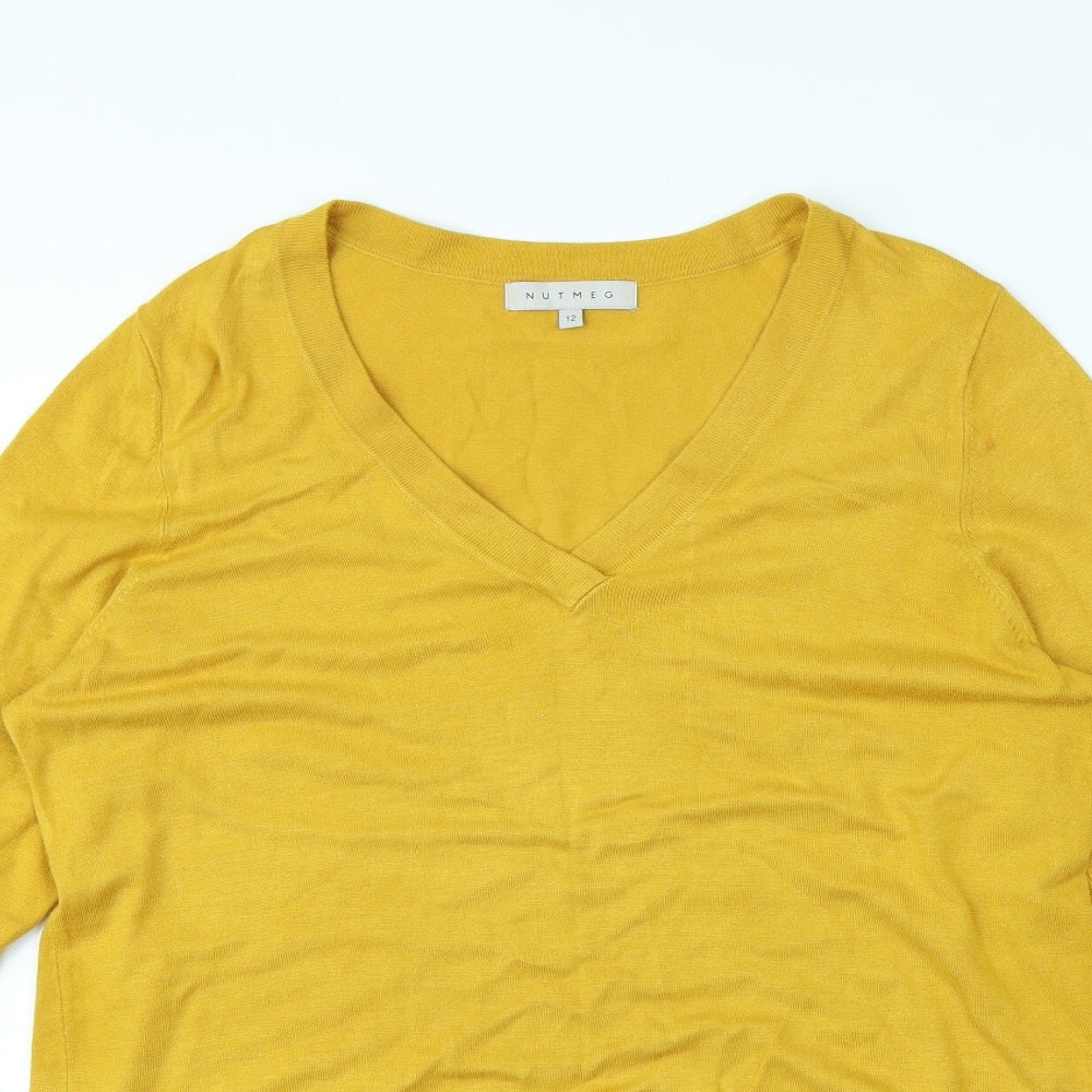 Nutmeg Womens Yellow   Pullover Jumper Size 12