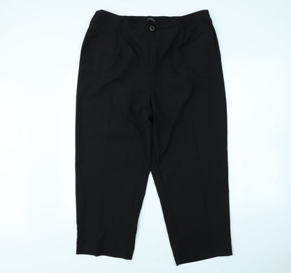 Womens UK Size 18 BM Regular Fit Dress Pants Black Trousers