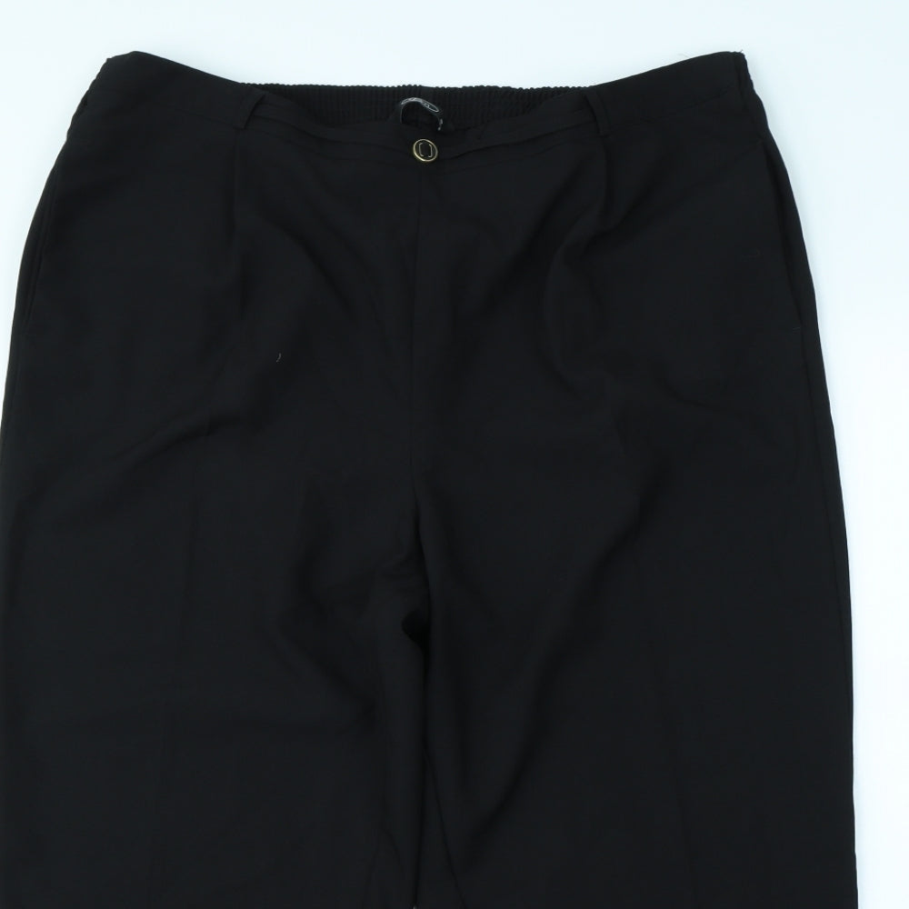 Womens UK Size 18 BM Regular Fit Dress Pants Black Trousers