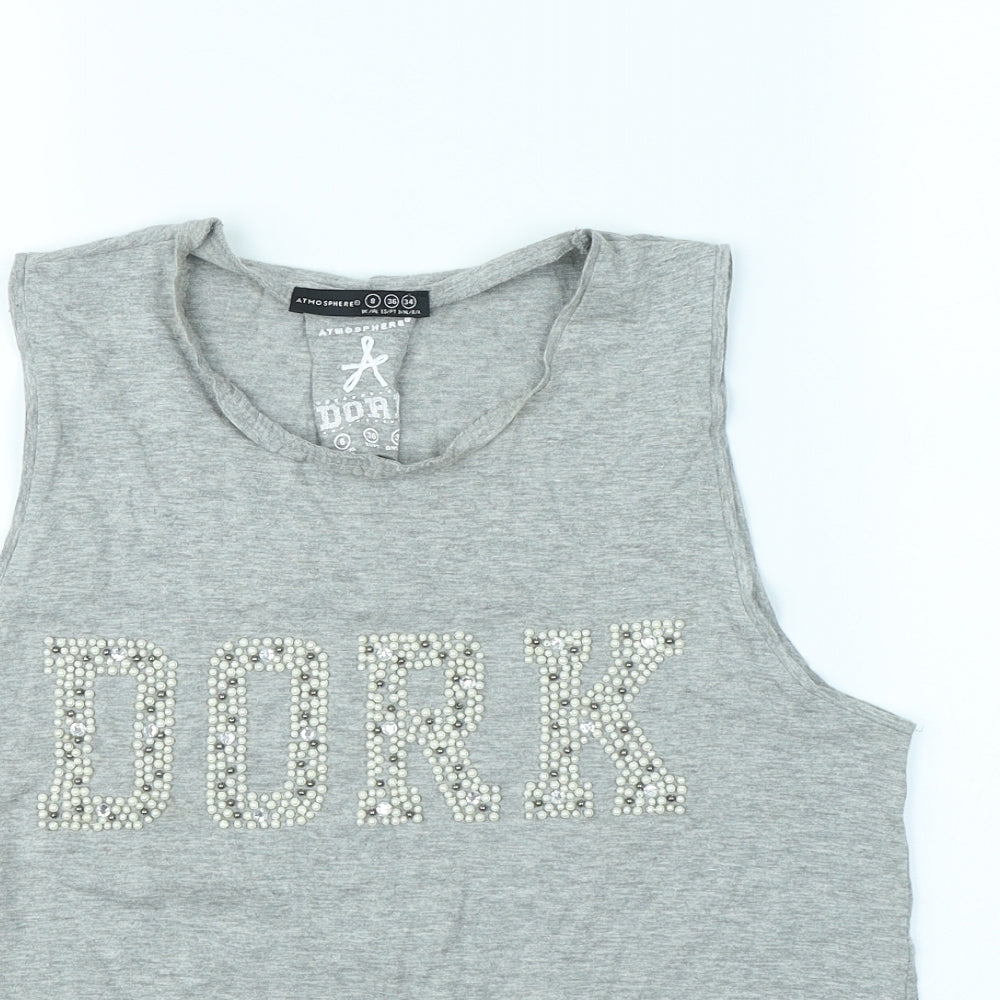 Womens UK Size 8 Atmosphere Grey Cropped Tank