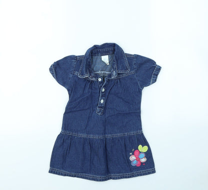 Tiny Ted Girls Blue   Pinafore/Dungaree Dress  Size 12 Months