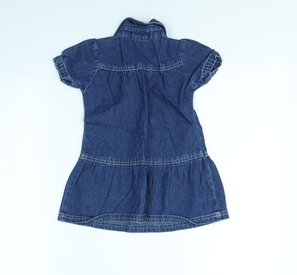 Tiny Ted Girls Blue   Pinafore/Dungaree Dress  Size 12 Months