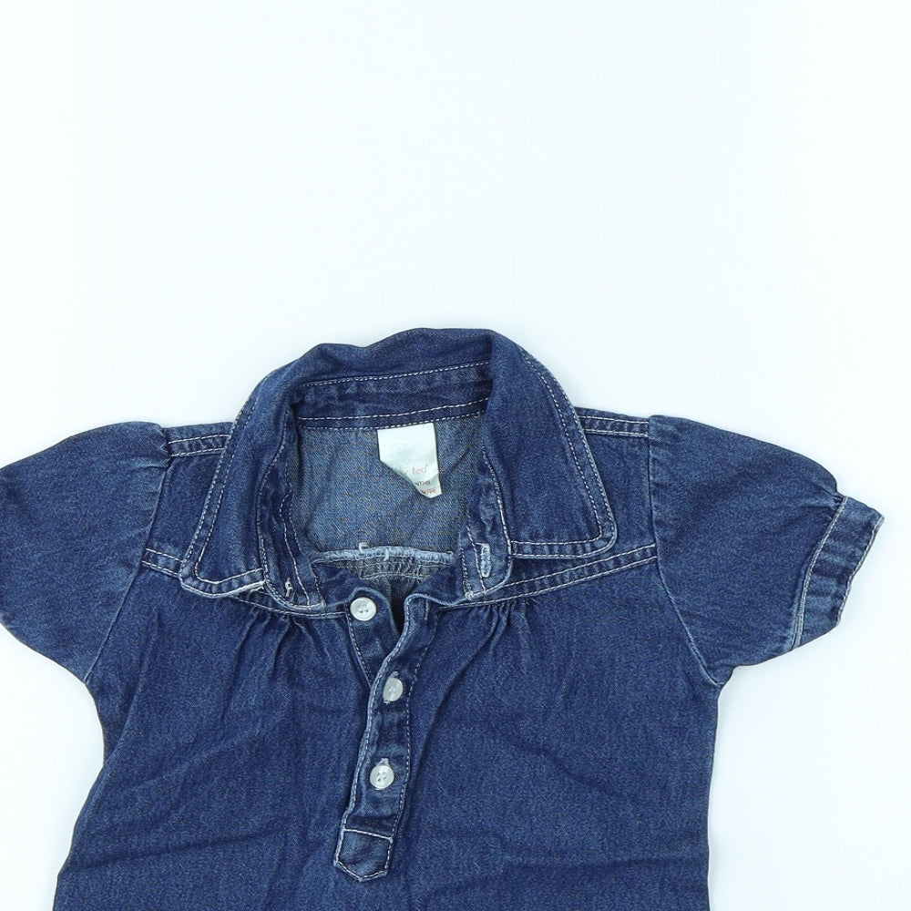 Tiny Ted Girls Blue   Pinafore/Dungaree Dress  Size 12 Months