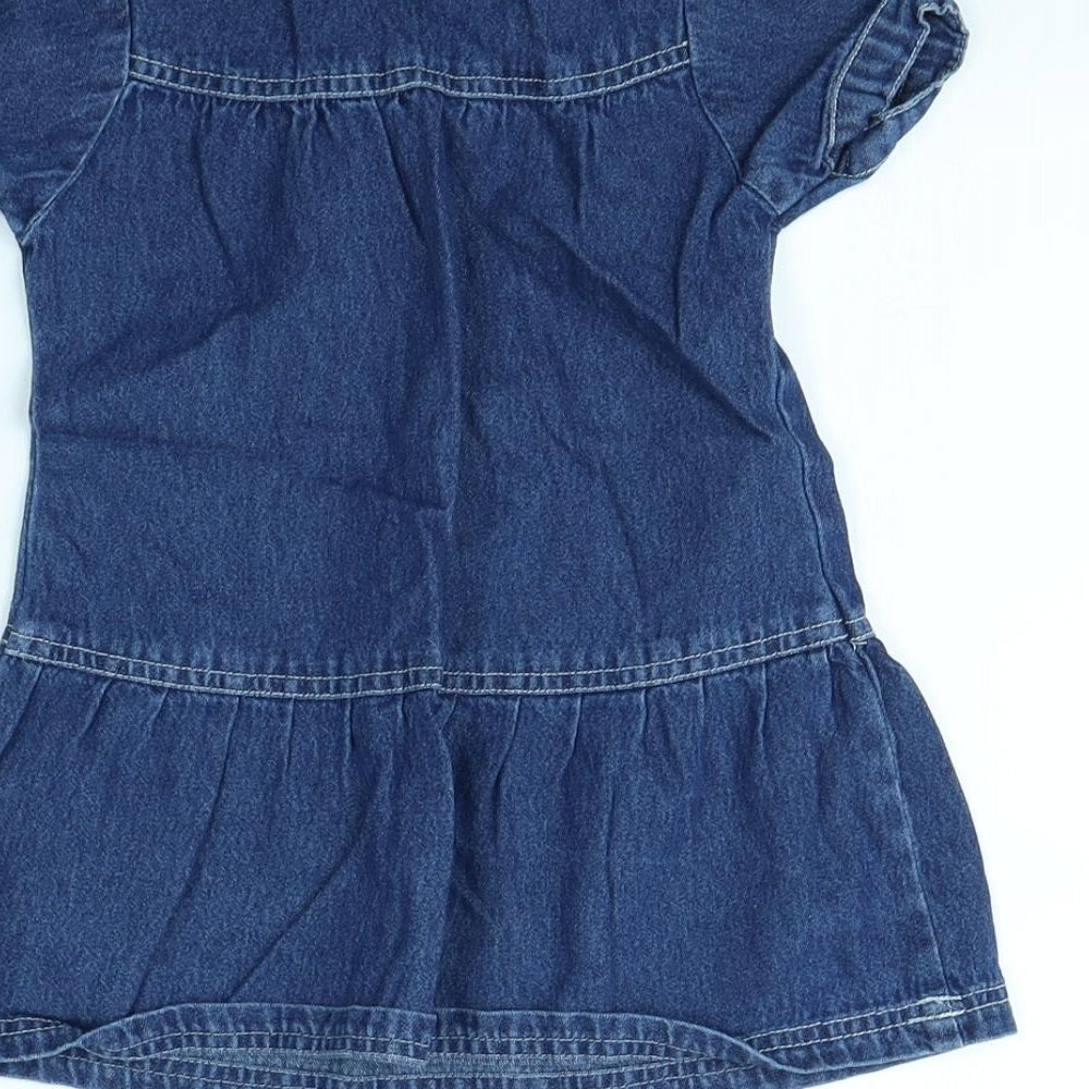 Tiny Ted Girls Blue   Pinafore/Dungaree Dress  Size 12 Months