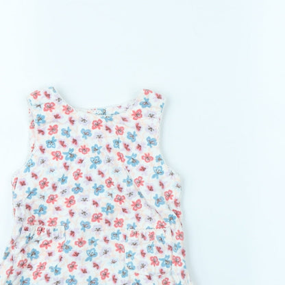 John Lewis Girls White Floral  Fit & Flare  Size 12 Months