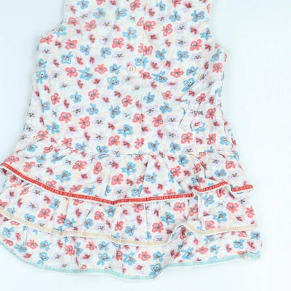 John Lewis Girls White Floral  Fit & Flare  Size 12 Months