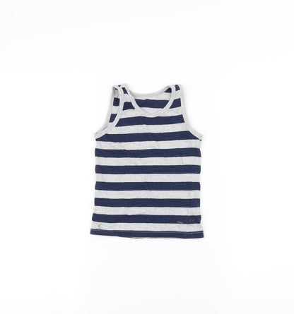 Preworn Girls Grey Striped  Basic Tank Size 2-3 Years