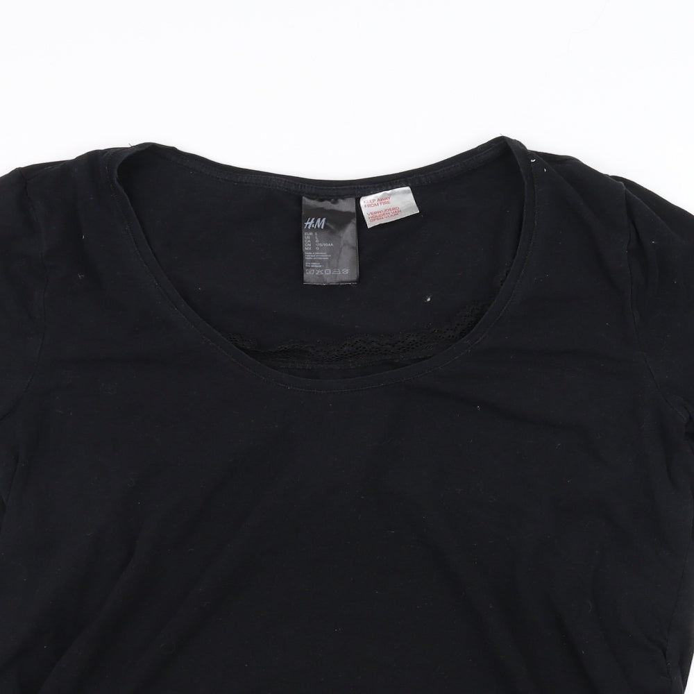 Womens UK Size L H&M Black Basic T-Shirt