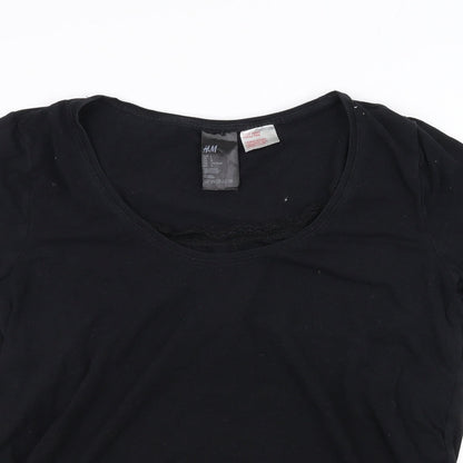 Womens UK Size L H&M Black Basic T-Shirt