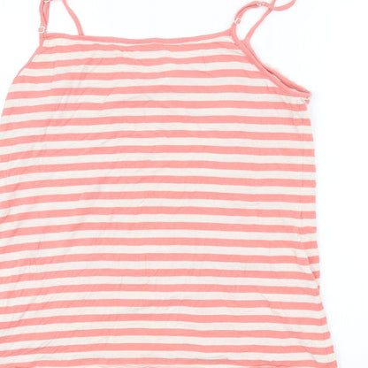 Jolinesse Womens White Striped  Basic T-Shirt Size 14