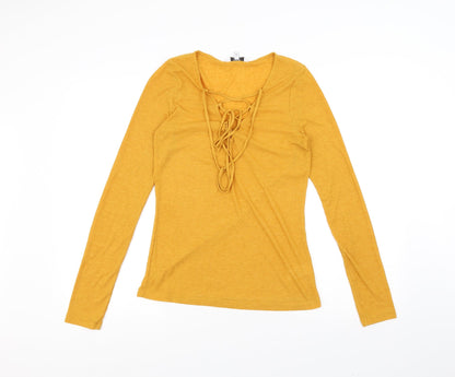 Womens UK Size 10 NEXT Yellow Basic T-Shirt