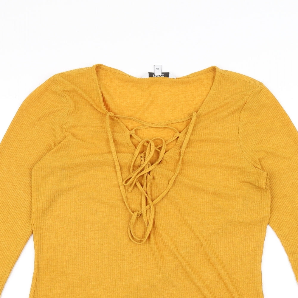 Womens UK Size 10 NEXT Yellow Basic T-Shirt