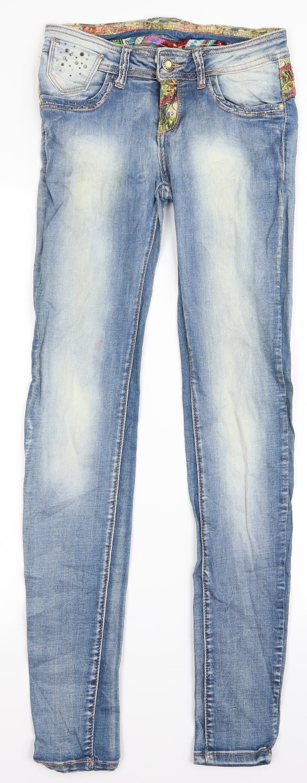 Womens UK Size XS Preworn Regular Fit Skinny Clear Jeans