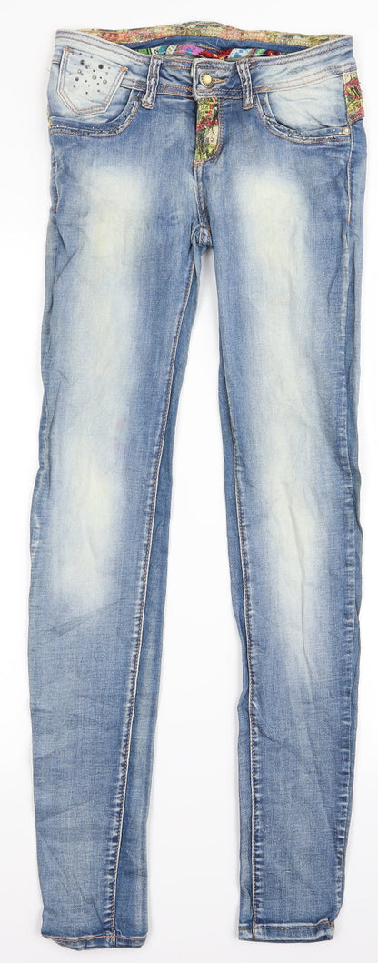 Womens UK Size XS Preworn Regular Fit Skinny Clear Jeans