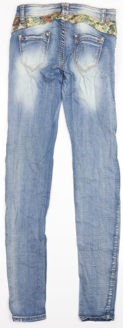 Womens UK Size XS Preworn Regular Fit Skinny Clear Jeans