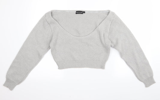 PRETTYLITTLETHING Womens Grey   Pullover Jumper Size S