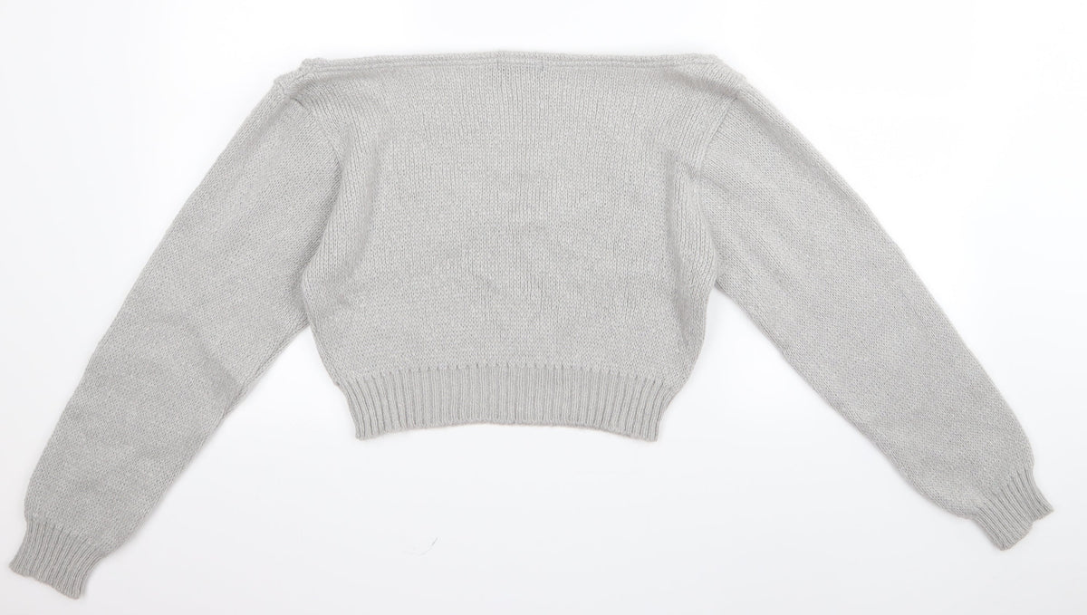 PRETTYLITTLETHING Womens Grey   Pullover Jumper Size S