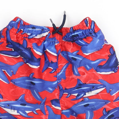 eorger Boys Blue Animal Print  Bermuda Shorts Size 7 Years