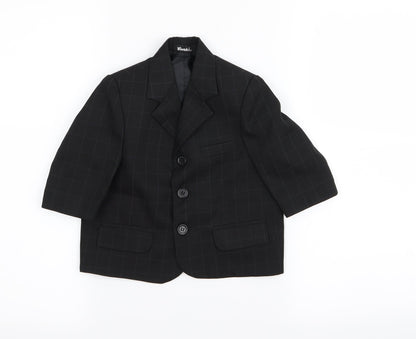 vivali Baby Black Check  Basic Coat Coat Size 9-12 Months