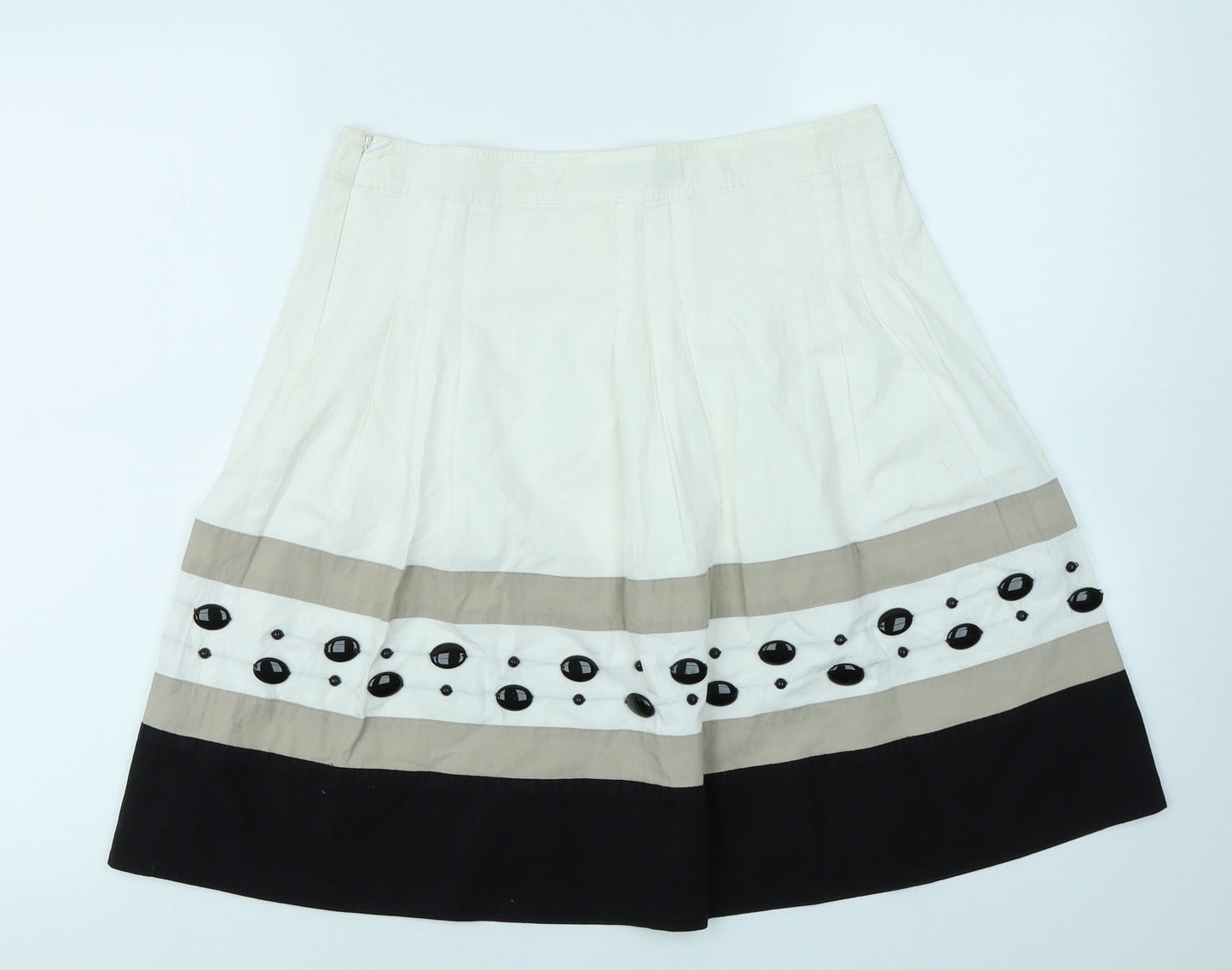 DKNYC Womens White Striped  Flare Skirt Size 30 in