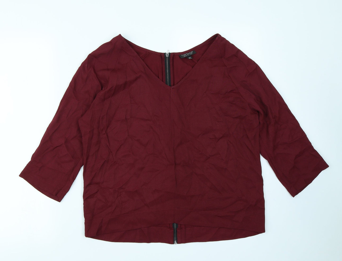 Womens UK Size 8 Topshop Red Basic Blouse