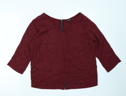 Womens UK Size 8 Topshop Red Basic Blouse