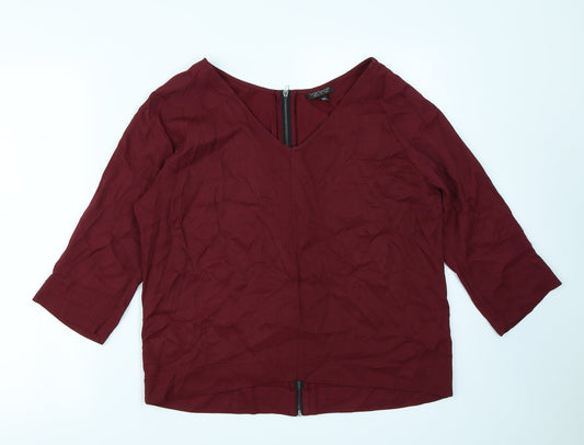 Womens UK Size 8 Topshop Red Basic Blouse