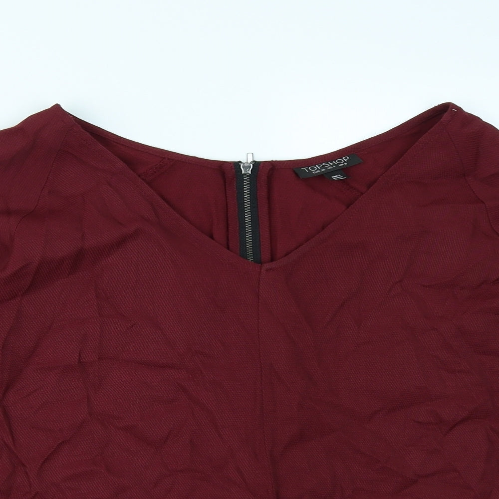 Womens UK Size 8 Topshop Red Basic Blouse