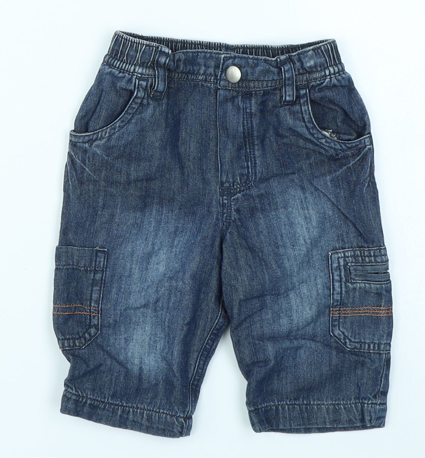 Cherokee Baby Blue  Denim Cargo Jeans Size 0-3 Months