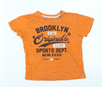 Primark Boys Orange   Basic T-Shirt Size 2-3 Years