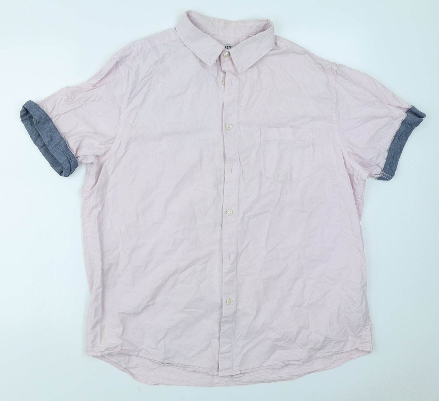 Mens UK Size XL Cedar Wood State Pink  Button-Up Short Sleeve Casual Shirt
