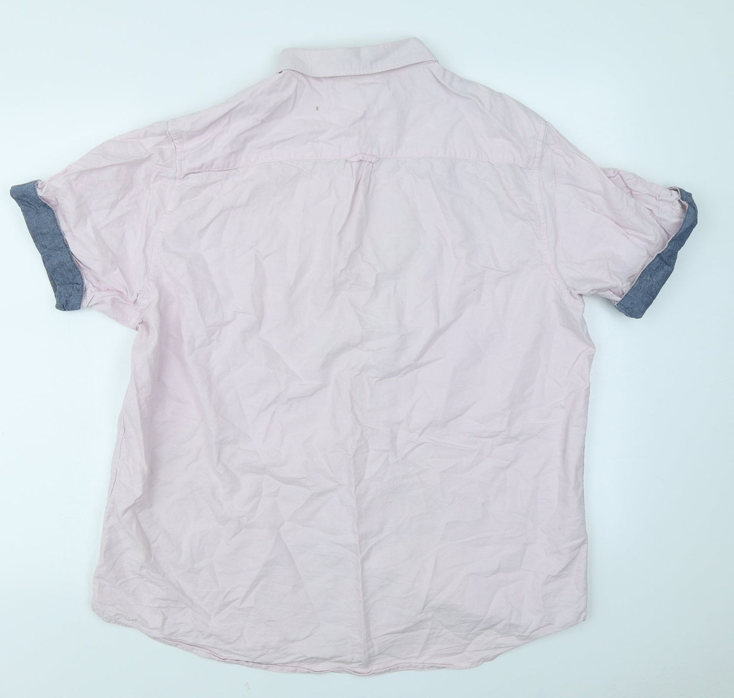 Mens UK Size XL Cedar Wood State Pink  Button-Up Short Sleeve Casual Shirt