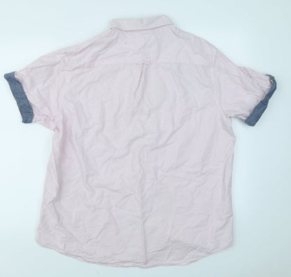 Mens UK Size XL Cedar Wood State Pink  Button-Up Short Sleeve Casual Shirt