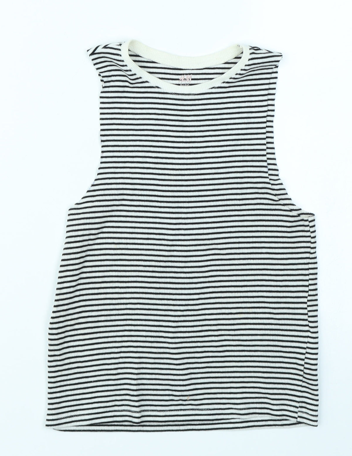 Additional front view of H&M girls’ black striped basic tank, size 7-8, years