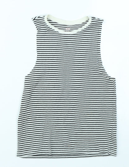 Additional front view of H&M girls’ black striped basic tank, size 7-8, years