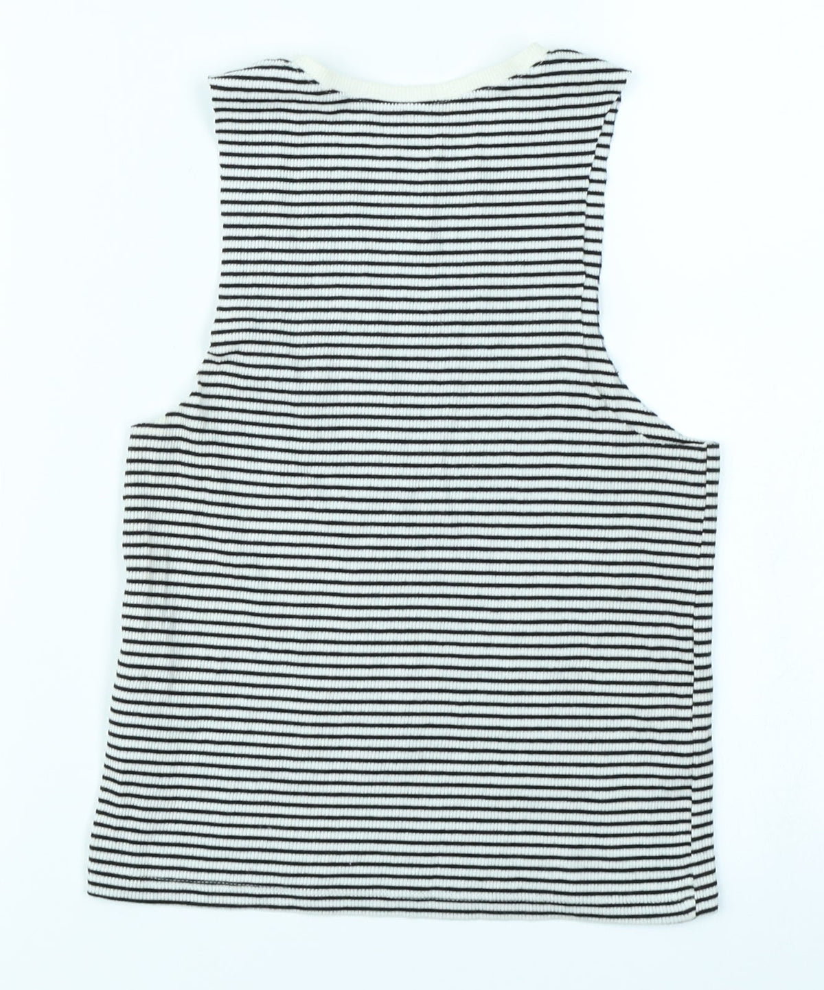 Back view of H&M girls’ black striped basic tank, size 7-8, years