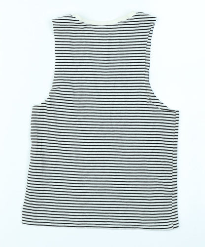 Back view of H&M girls’ black striped basic tank, size 7-8, years