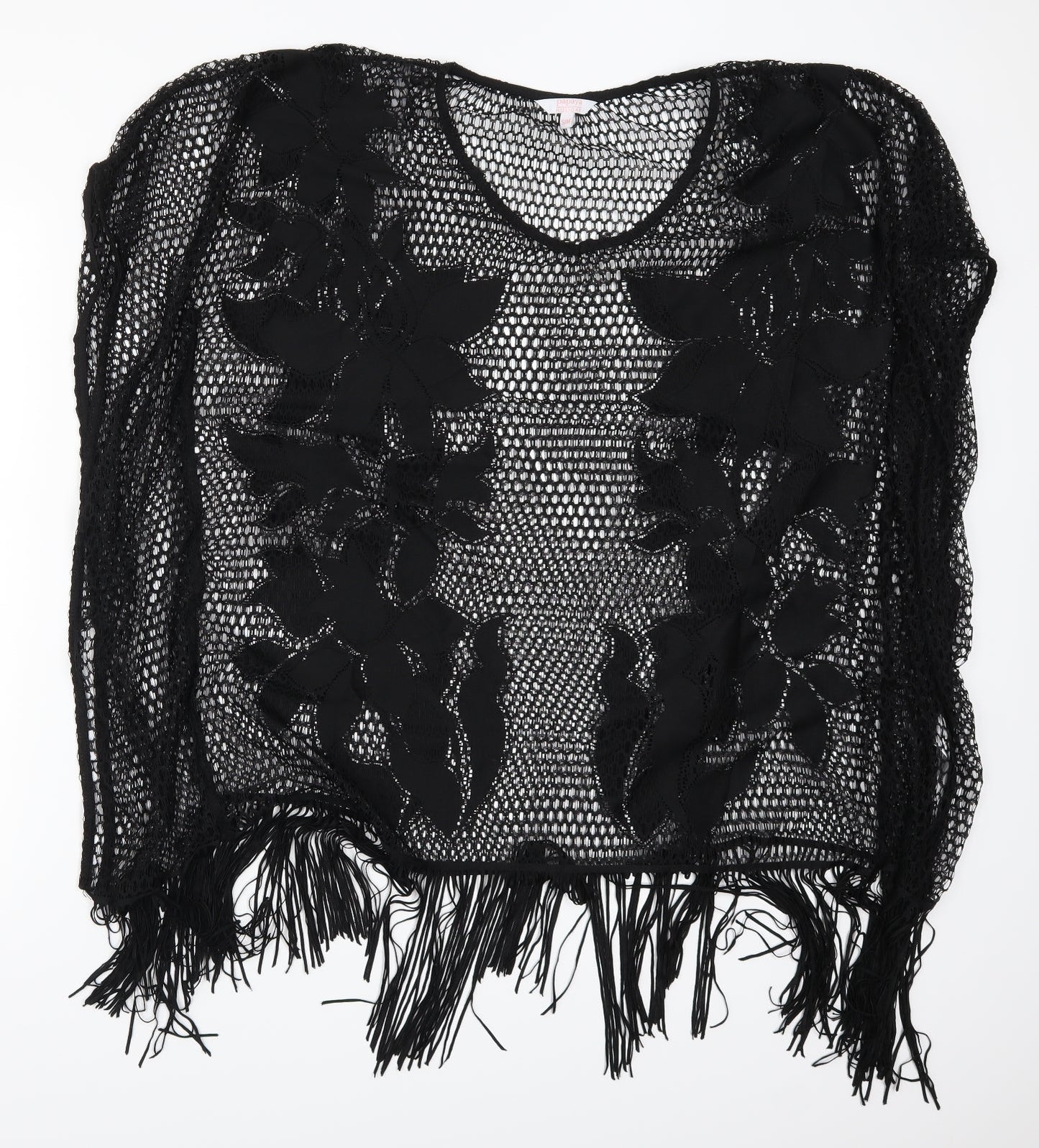 Papaya Womens Black  Knit T-Shirt Dress  Size S  - Open Knit Beach Cover Up