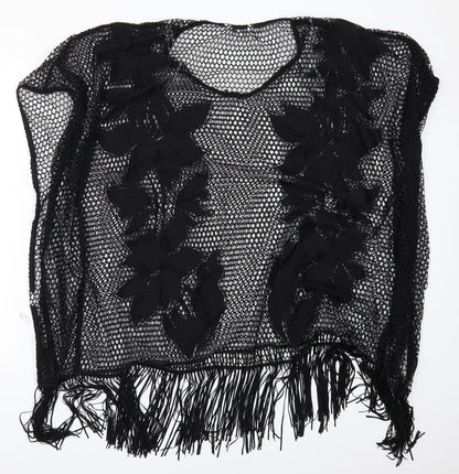 Papaya Womens Black  Knit T-Shirt Dress  Size S  - Open Knit Beach Cover Up