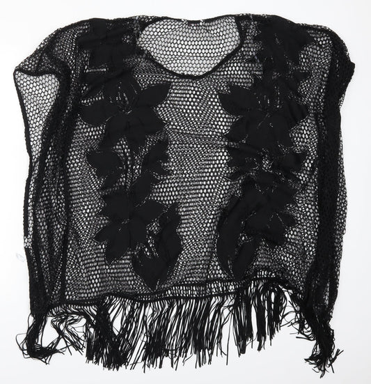 Papaya Womens Black  Knit T-Shirt Dress  Size S  - Open Knit Beach Cover Up