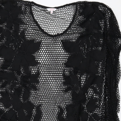 Papaya Womens Black  Knit T-Shirt Dress  Size S  - Open Knit Beach Cover Up