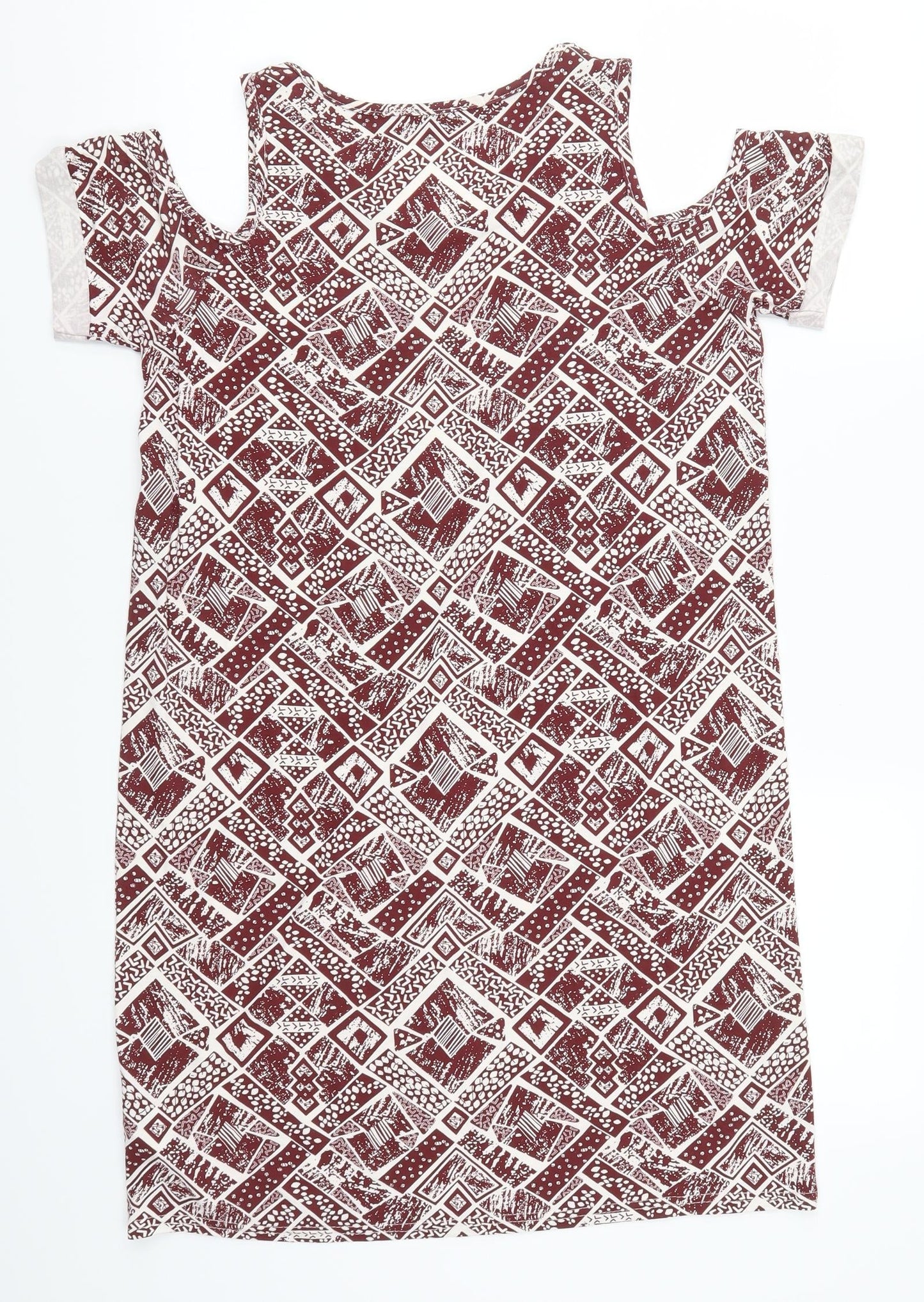 Boohoo Womens Red Geometric  T-Shirt Dress  Size 8