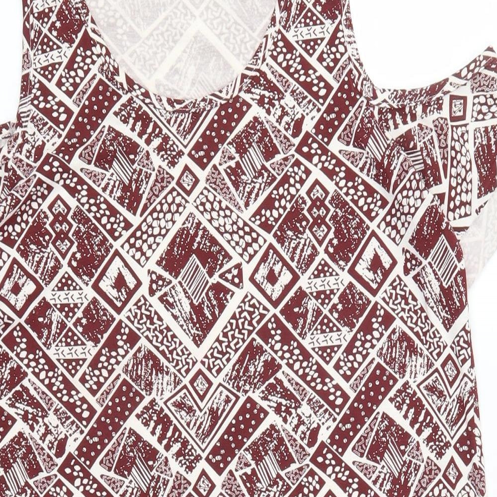 Boohoo Womens Red Geometric  T-Shirt Dress  Size 8