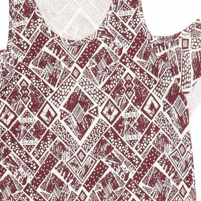 Boohoo Womens Red Geometric  T-Shirt Dress  Size 8