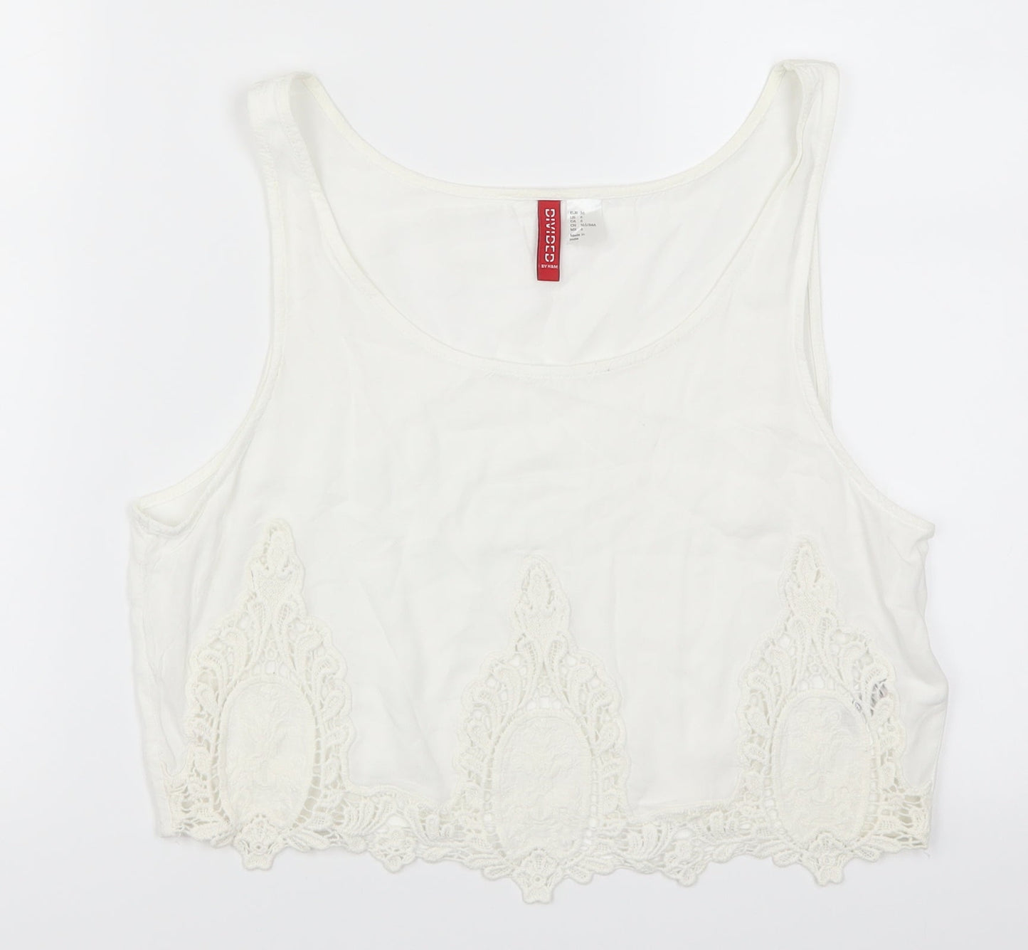 Womens UK Size 8 H&M White Cropped Tank